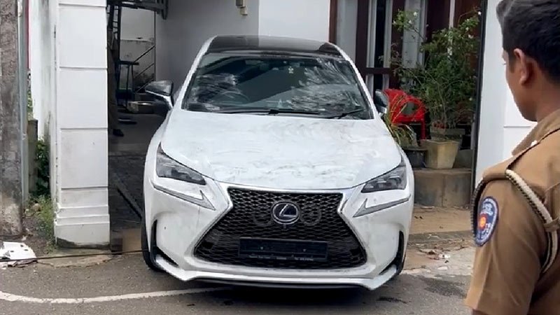 Unregistered white Lexus SUV linked to wife of Lohan Ratwatte seized in Mirihana